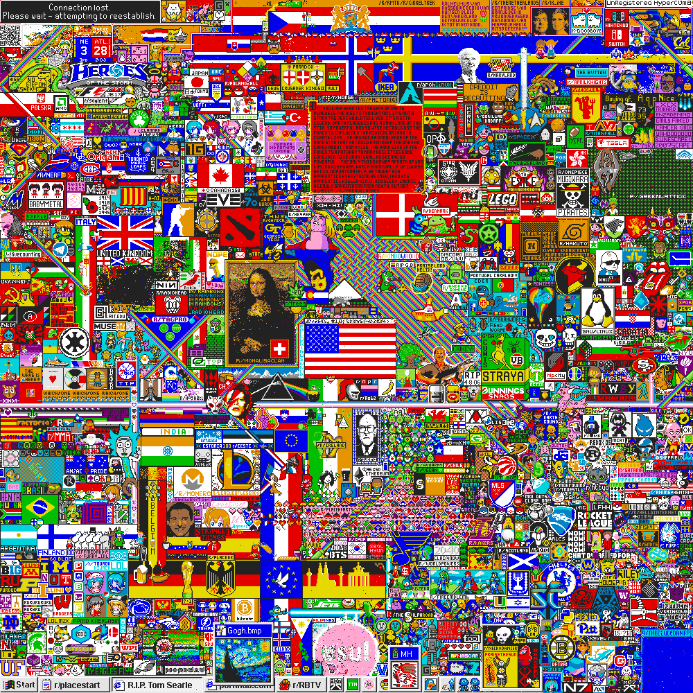 Canvas of /r/place in the state of when the experiment was concluded.